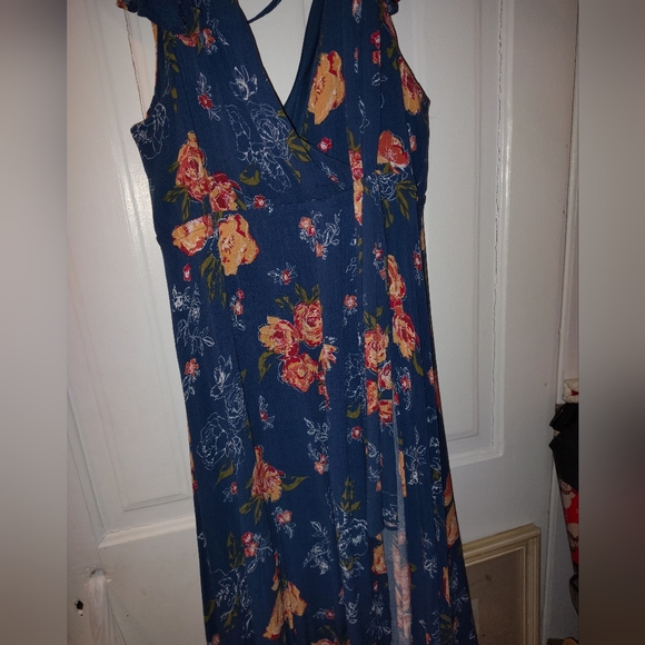 Torrid Blue Floral Maxi Dress/Romper - Picture 2 of 3